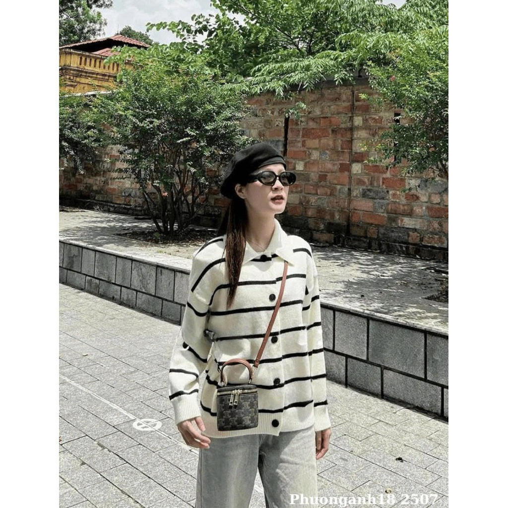 [NEW/SẴN] Áo len polo kẻ form rộng A2507