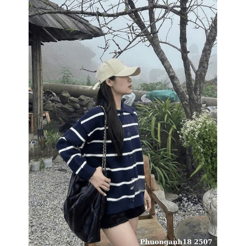[NEW/SẴN] Áo len polo kẻ form rộng A2507