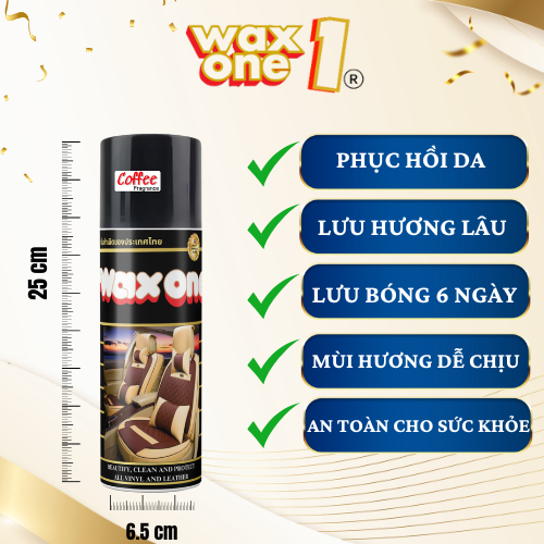 COMBO 3 CHAI Xịt Bóng WAX ONE- 500ml-Chính Hãng Thái-Xịt Bóng Dưỡng Da,Gỗ, Nhựa Nội Thất ÔTô,Xe Máy