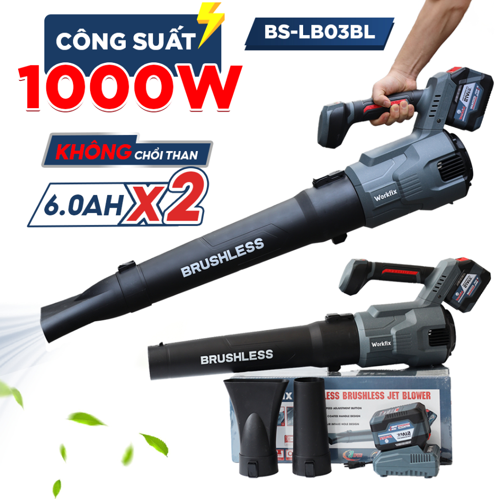 Máy Thổi Bụi Pin WF-LB03BL Workfix 12,7mm, Pin 15 Cell, Không Chổi Than, Ruột Đồng 100%