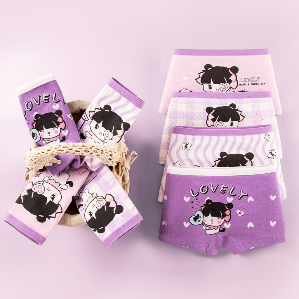 Set 4 Quần Lót Đùi Bé Gái - Chip Đùi Bé Gái Cotton Cao Cấp Co Giãn Thoải Mái Nhiều Mãu Đẹp ZANABRA