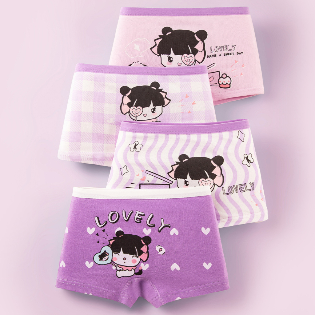 Set 4 Quần Lót Đùi Bé Gái - Chip Đùi Bé Gái Cotton Cao Cấp Co Giãn Thoải Mái Nhiều Mãu Đẹp ZANABRA