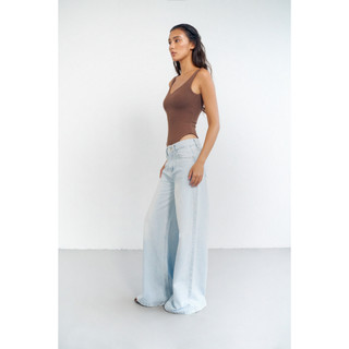 THEKIM Quần jeans dài ống loe to , quần jeans ống loe to rộng dáng dài J320