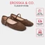 - Giày búp bê nữ quai ngang phối khóa basic cao 1cm màu nâu đậm - EL094