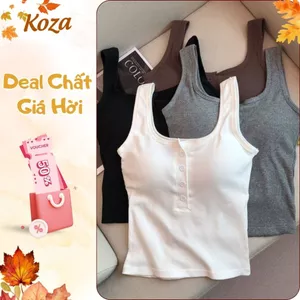 Áo croptop, Áo ba lỗ nữ có mút ngực phông trơn dáng ôm co dãn phong cách mùa hè năng động cá tính ACN004