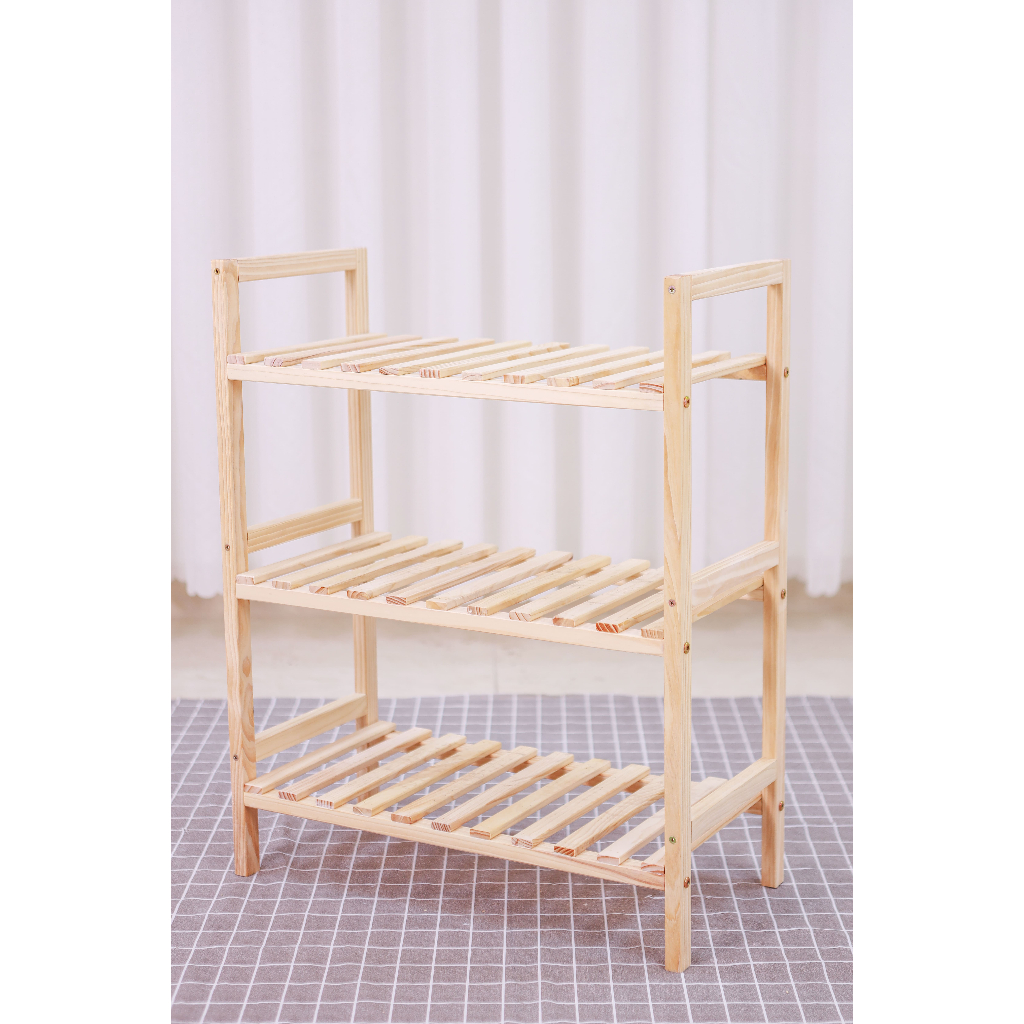 [TV-K012]Kệ Giày Gỗ Thông 3 Tầng Kệ Giày 3 Tầng Để Giày Dép Gỗ Thông, Đã Xử Lý Mối Mọt, Chống Ẩm Mốc Chắc Chắn