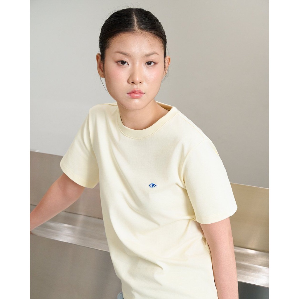 TheBlueTshirt - Áo thun trơn cổ tròn tay ngắn phom dài dày dặn 250gsm có logo con mắt cho nữ - Life T