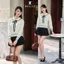 DELIZ - Áo len dài tay cổ sen phối nơ điệu đà basic hoạt tiết dệt trám cao cấp vintage AL64