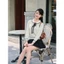 DELIZ - Áo len dài tay cổ sen phối nơ điệu đà basic hoạt tiết dệt trám cao cấp vintage AL64