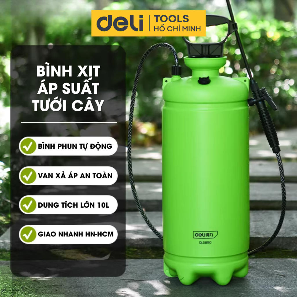 Bình Xịt Tưới Cây 10L DELI, Bình Phun Thuốc Sâu, Phun Sương, Xịt rửa xe, Thuốc muỗi Kèm Dây Đeo