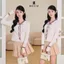 DELIZ - Áo len cổ tim tay dài xẻ tà dệt kim phối nơ màu be tiểu thư hàng thiết kế AL66