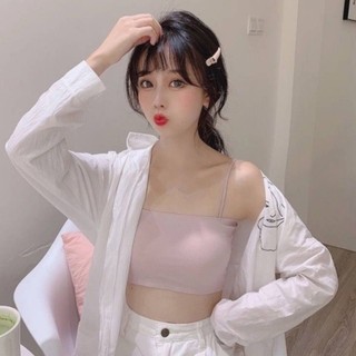 Áo bra 2 dây su trơn mềm mịn - Áo lót ngực nữ mút mỏng không gọng êm ái thoáng khí co giãn tốt B8881