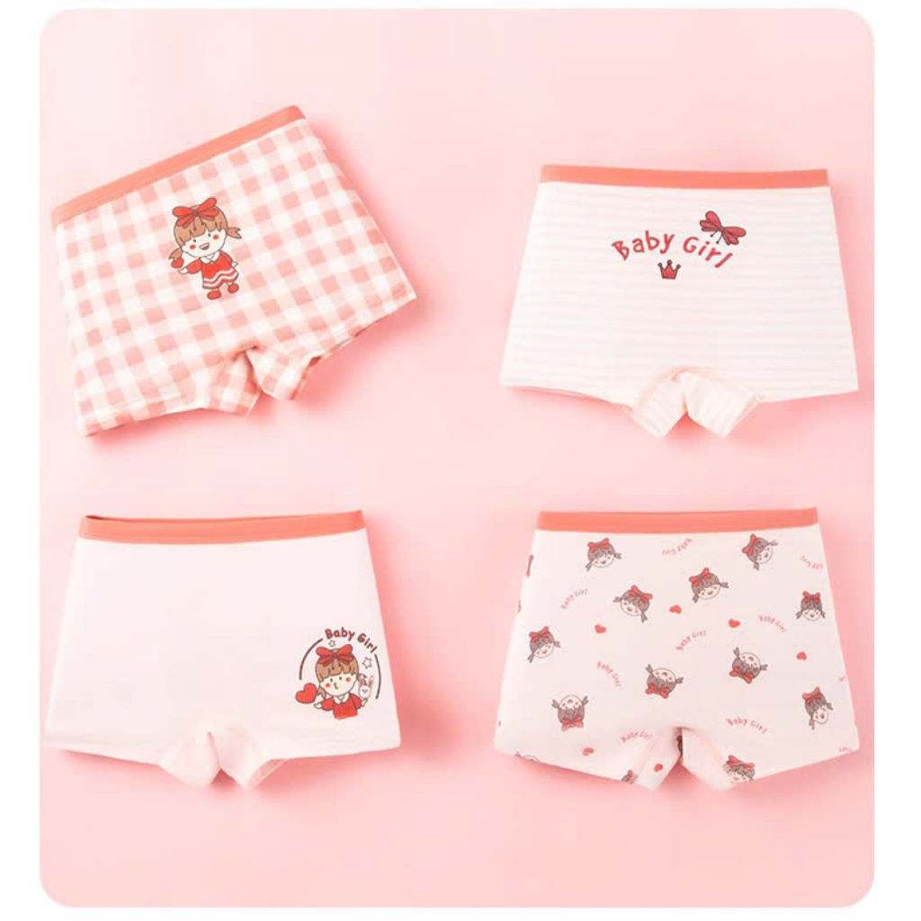 Set 4 Quần Lót Bé Gái Dáng Đùi - Combo 4 Quần Chip Bé Gái Cotton Mềm Thoáng Mát ZANABRA