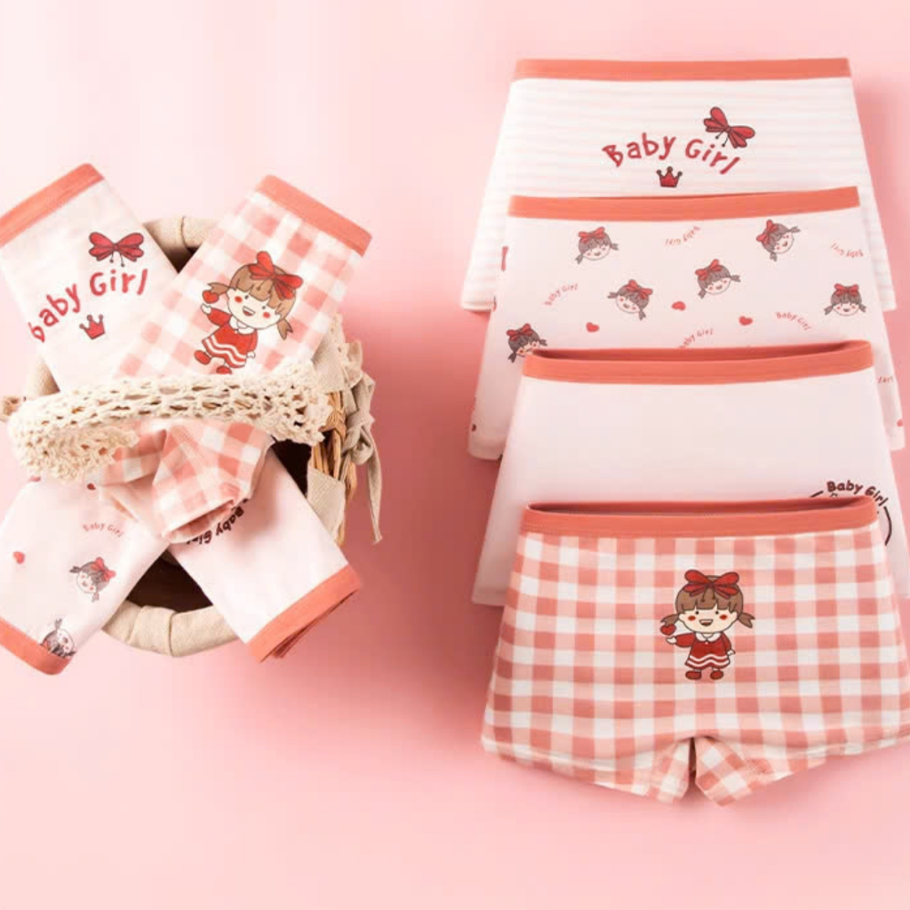 Set 4 Quần Lót Bé Gái Dáng Đùi - Combo 4 Quần Chip Bé Gái Cotton Mềm Thoáng Mát ZANABRA