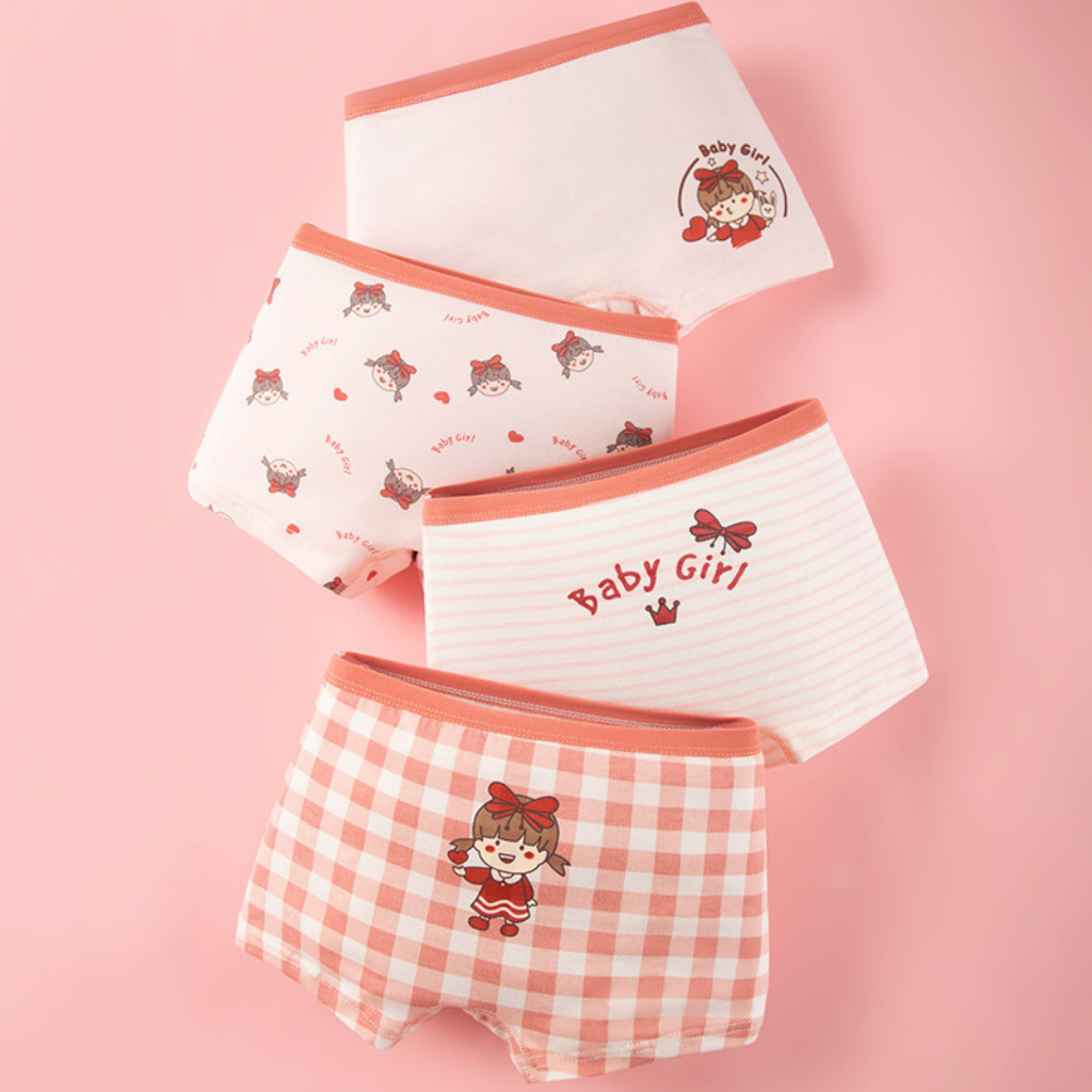 Set 4 Quần Lót Bé Gái Dáng Đùi - Combo 4 Quần Chip Bé Gái Cotton Mềm Thoáng Mát ZANABRA