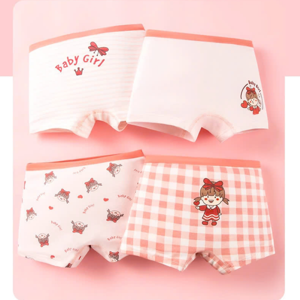 Set 4 Quần Lót Bé Gái Dáng Đùi - Combo 4 Quần Chip Bé Gái Cotton Mềm Thoáng Mát ZANABRA