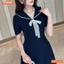 Đầm thiết kế BEMINE cổ thủy thủ phối nơ ren dáng chữ A phù hợp đi làm-MT11151
