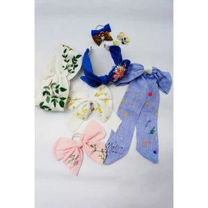 BUỘC TÓC NƠ VẢI LINEN THÊU TAY - MERAKI HANDMADE
