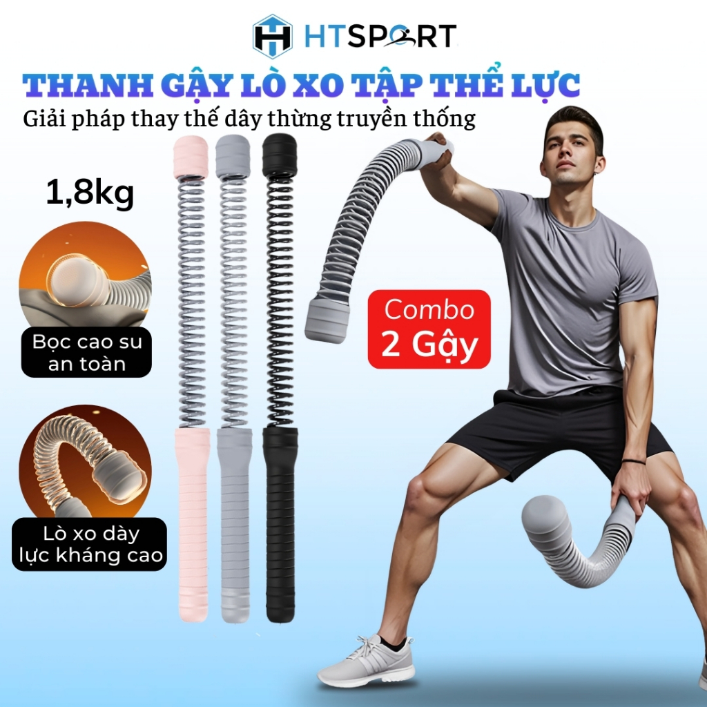 Thanh Gậy Lò Xo Tập Tay, Dụng Cụ Cordless Battle Rope Không Dây Tập Gym Luyện Thể Lực Nam Nữ Tại Nhà