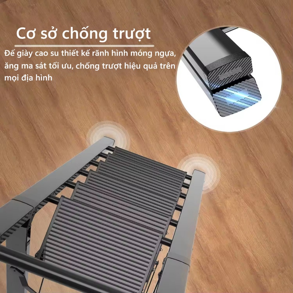 Thang chữ a Thang Nhôm Gấp Gọn đen Thang Gấp 4-8 Bậc Tải Trọng 400kg Ổn định và an toàn