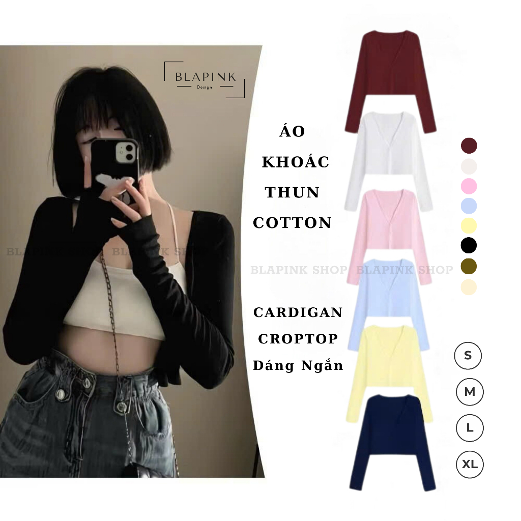 Áo Khoác Cardigan Nữ Basic Style Hàn Chất Thun Thấm Hút Phối Đầm Siêu Đẹp-Blapink