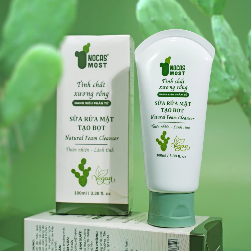 Sữa rửa mặt tạo bọt thiên nhiên Nocas Most chiết xuất xương rồng làm sạch sâu, sáng mịn da 100g