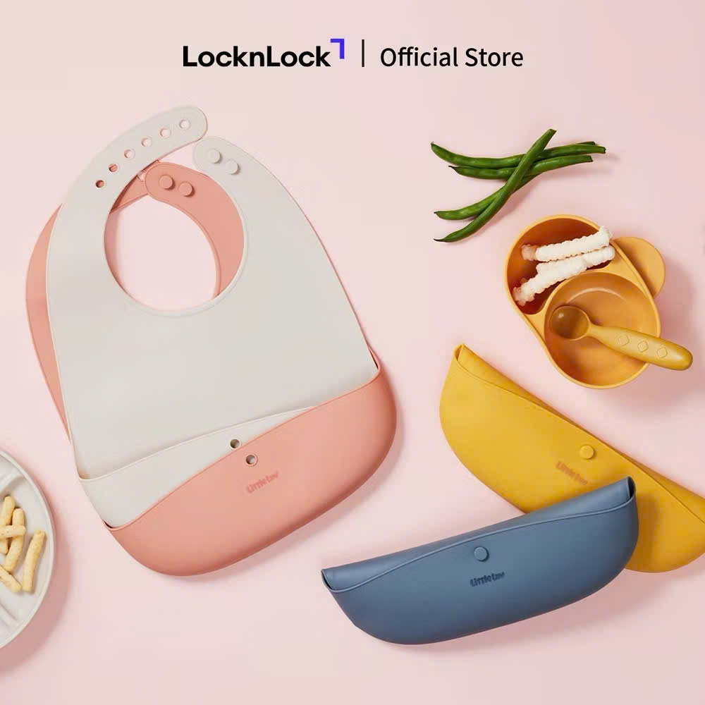 Yếm Ăn Cho Bé LocknLock Little Luv Silicone Feeding Bib LBB430, Nhiều Màu Lựa Chọn, Chất Liệu Siicone An Toàn - K-MALL