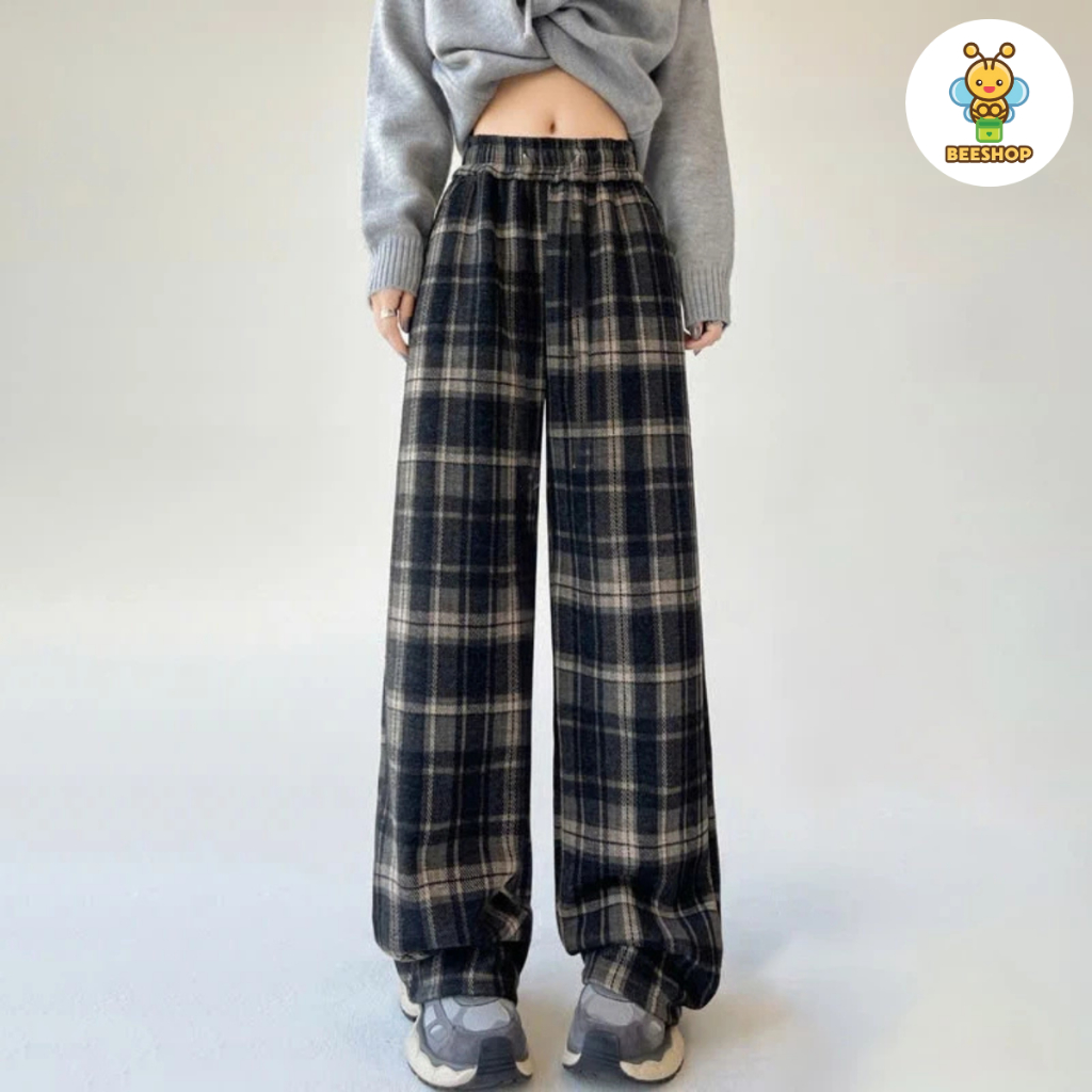 Quần suông kẻ caro cho bé gái size đại BEESHOP D25032