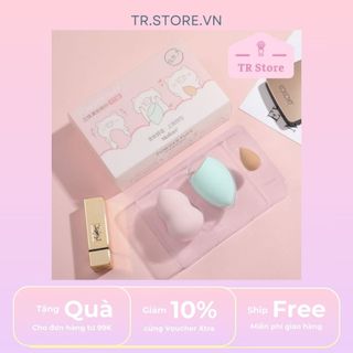 Bộ 3 mút trang điểm Malian Heo Hồng