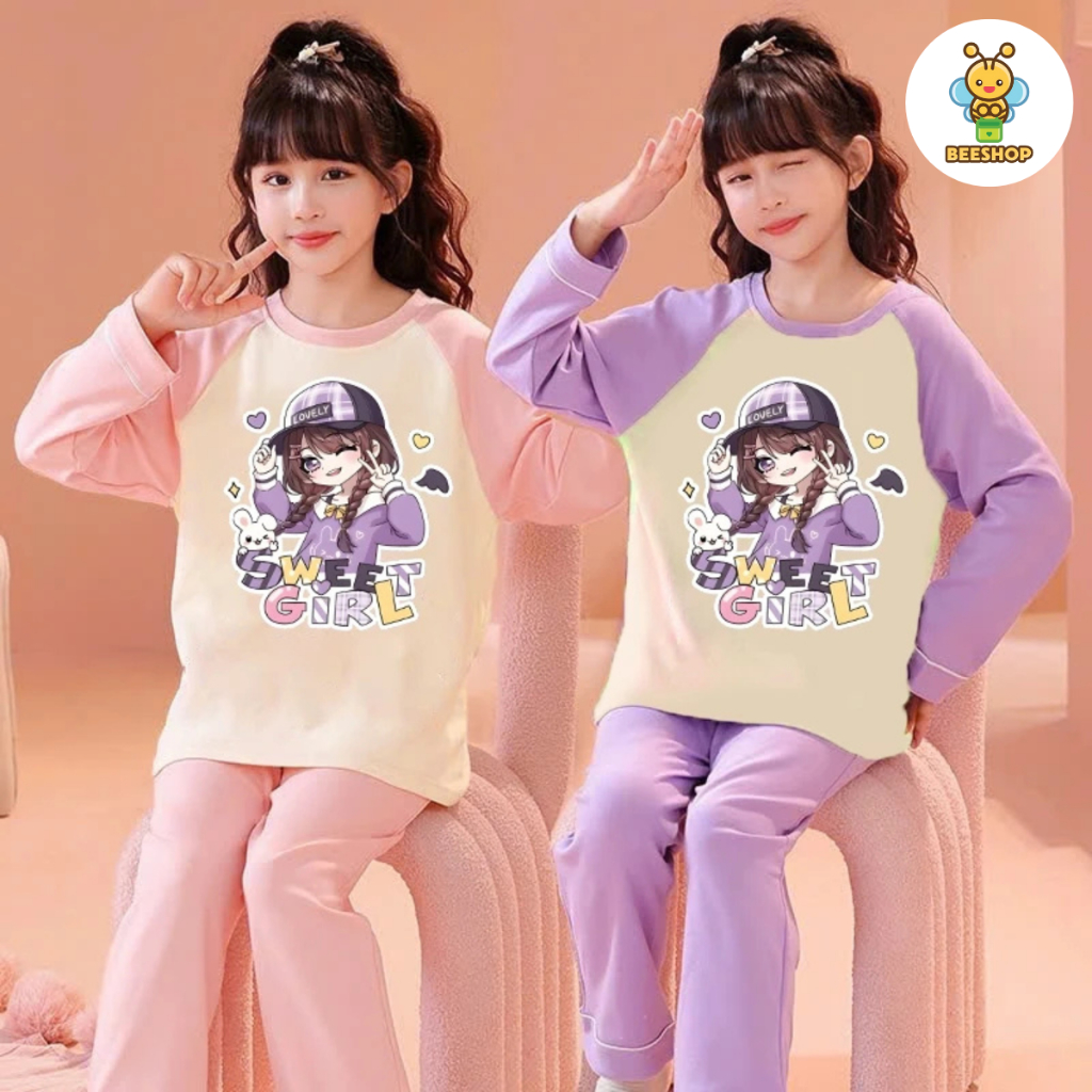 Set bộ cho bé gái size đại BEESHOP bộ đồ thu đông cho bé gái từ 6 - 14 tuổi D25055