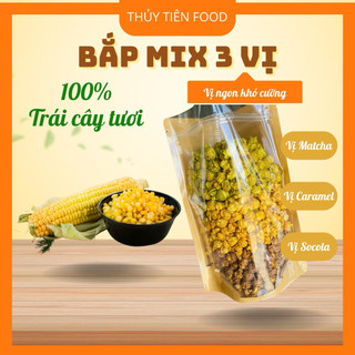 THUYTIENFOOD Bắp Sấy Mix 3 Vị – Caramel Socola Matcha – Snack Ăn Vặt Giòn Ngon – Túi 500gr