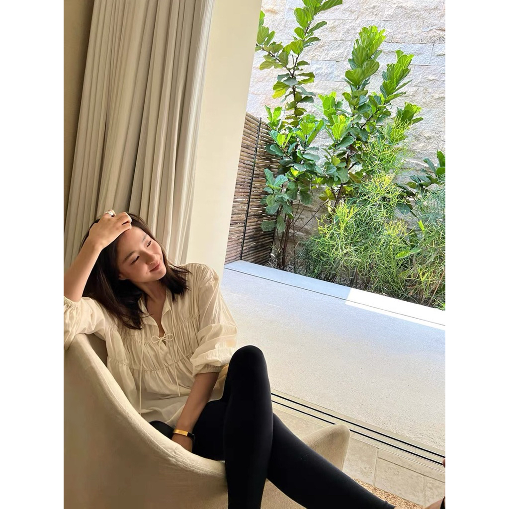 𝗦𝗶𝗻𝘆  - Áo Linen thắt nơ form rộng tay dài BEELY