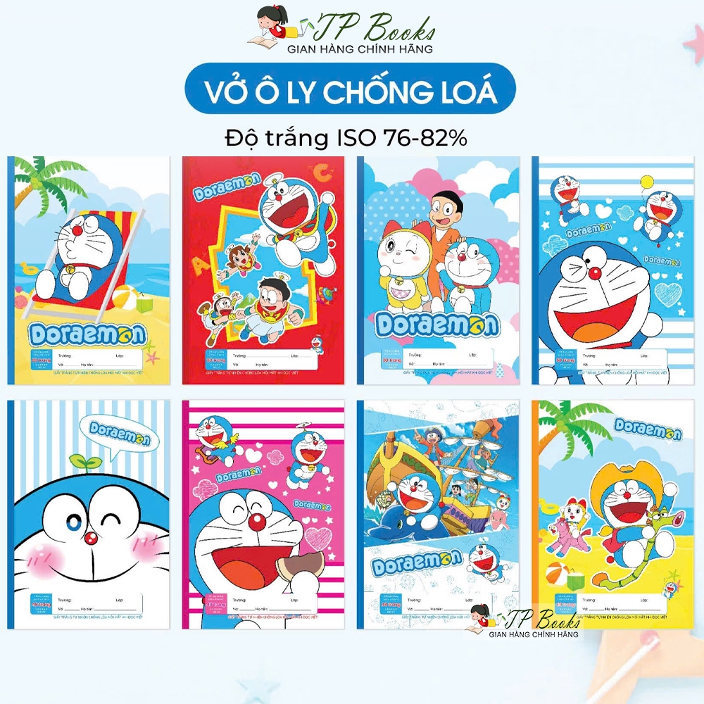 Combo Bộ 10 Tập Vở Học Sinh Chống Lóa Mỏi Mắt Hình Doraemon - 4 Ô Ly ...