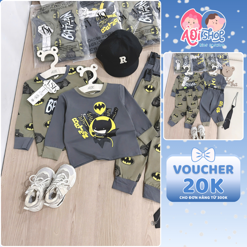 [À ƠI SHOP] V98- set 2 bộ dài tay batman chữ và hình- a100.227