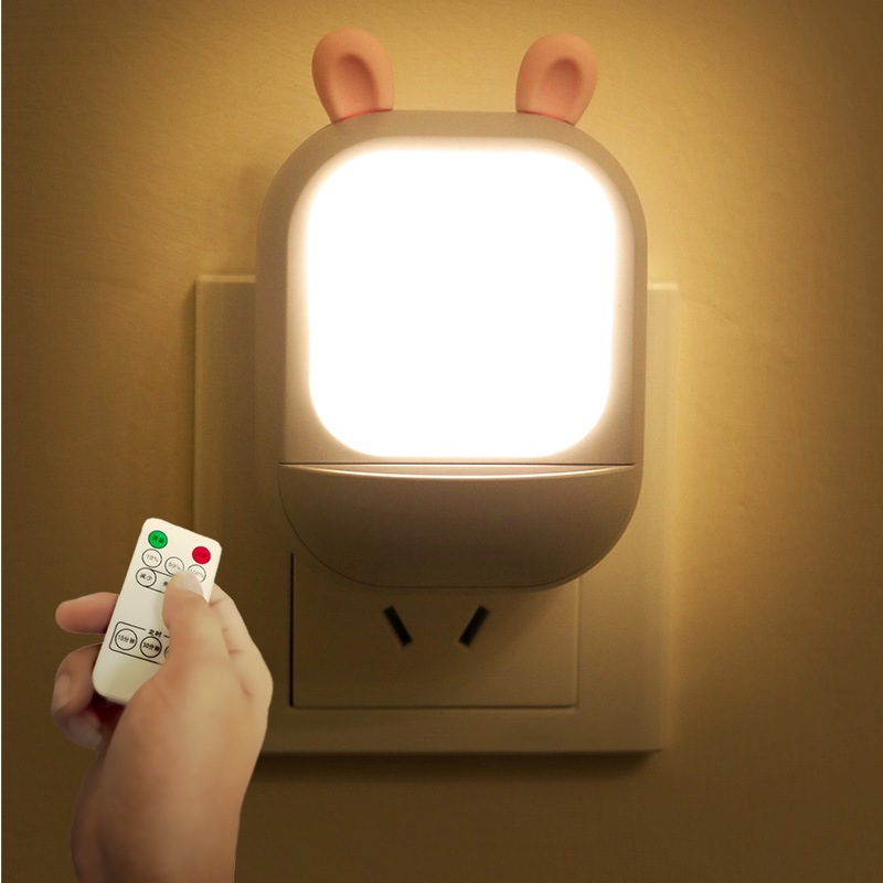 Đèn ngủ thông minh hình thỏ dễ thương, remote điều khiển, decor phòng ngủ, quà tặng giáng sinh