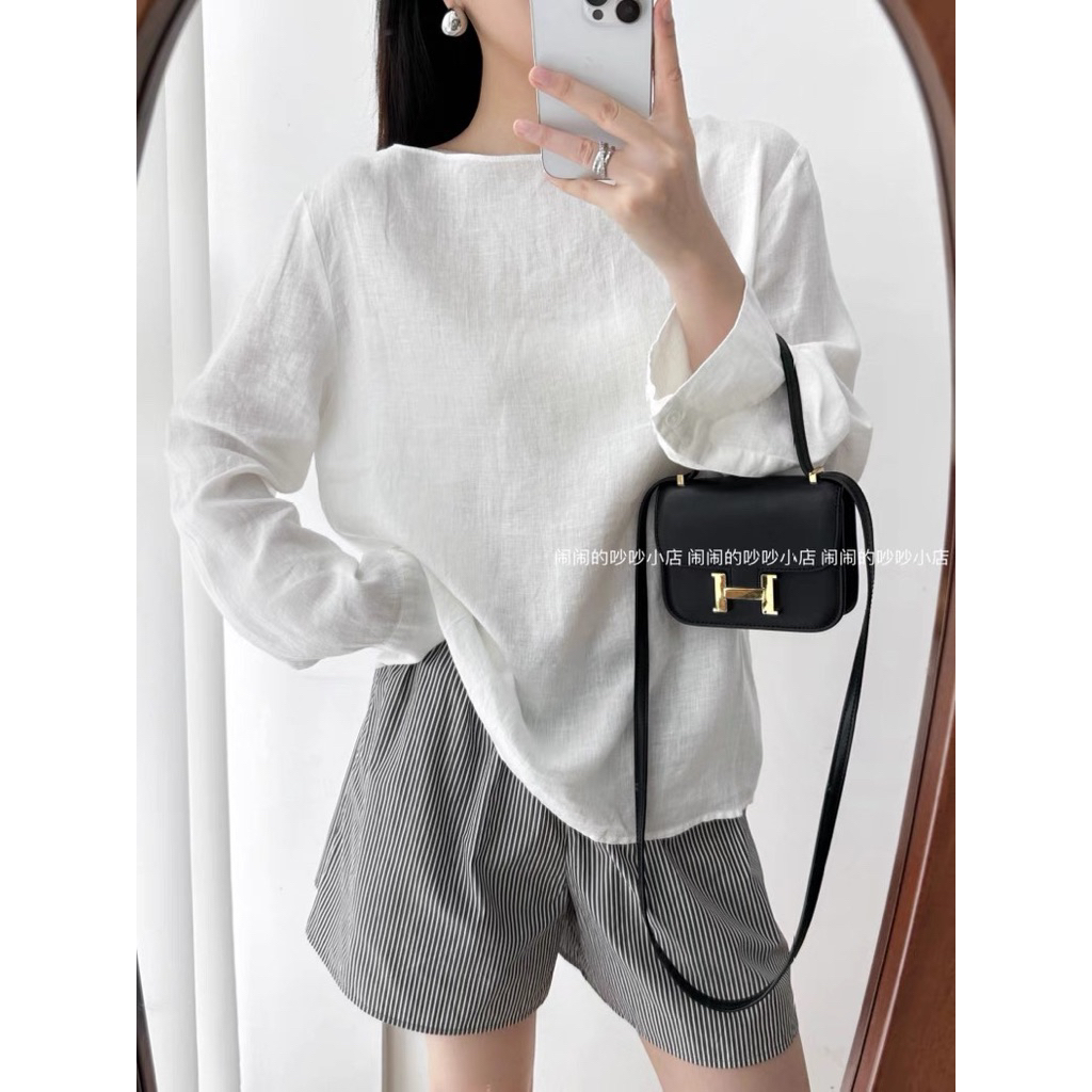𝗡𝘂 - Áo Linen Cổ Thuyền Tay Dài BEELY