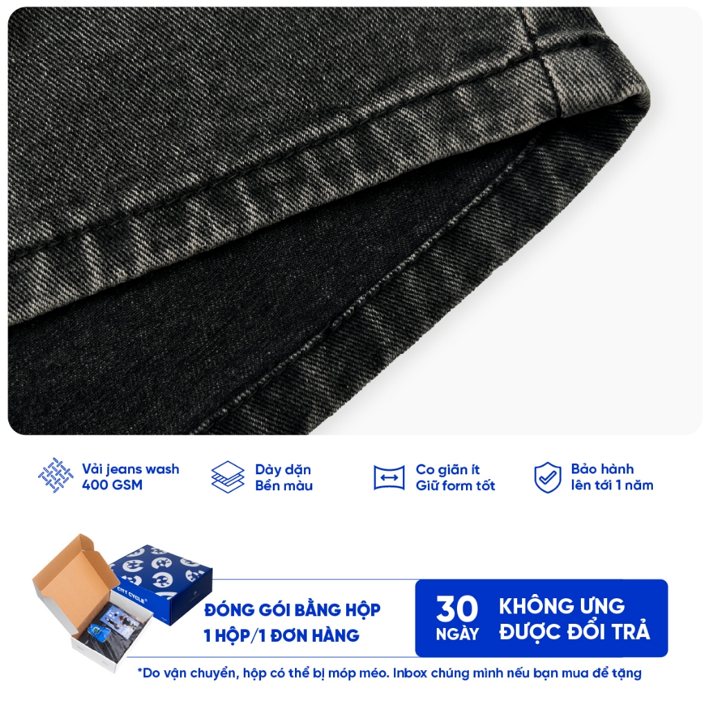 Quần short jeans ống rộng quần bò nam nữ Local Brand Chính Hãng City Cycle Quần short jeans Style Boost