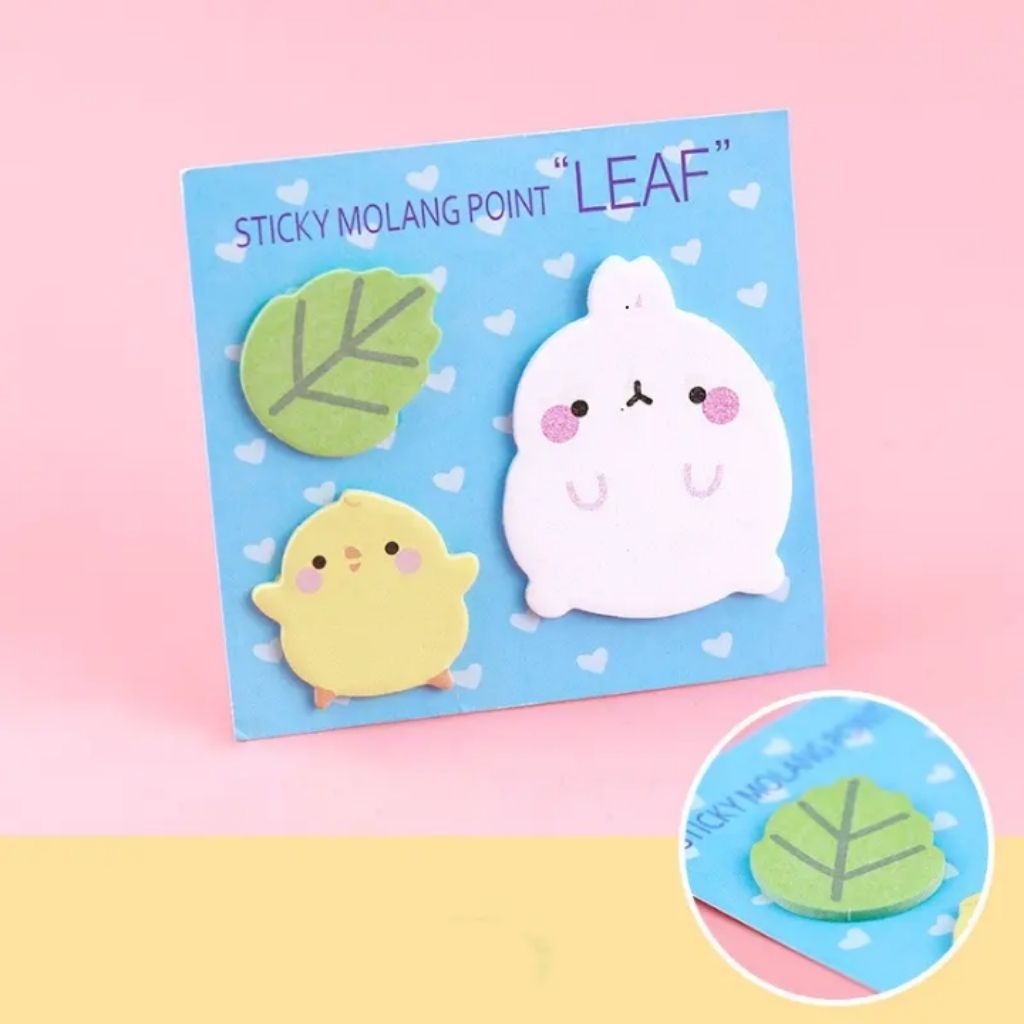 Giấy ghi chú Molang cute vỉ 3 mẫu như hình (1 vỉ)