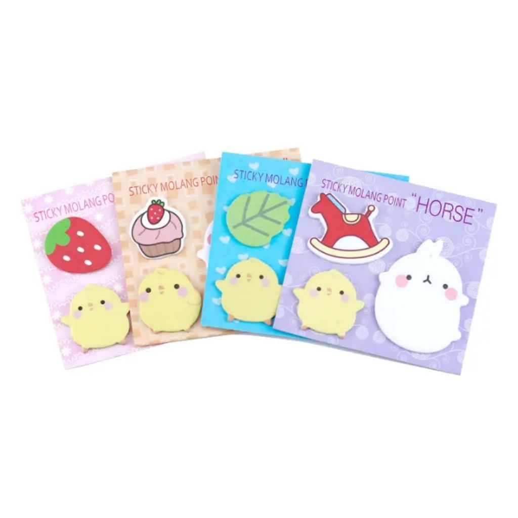 Giấy ghi chú Molang cute vỉ 3 mẫu như hình (1 vỉ)