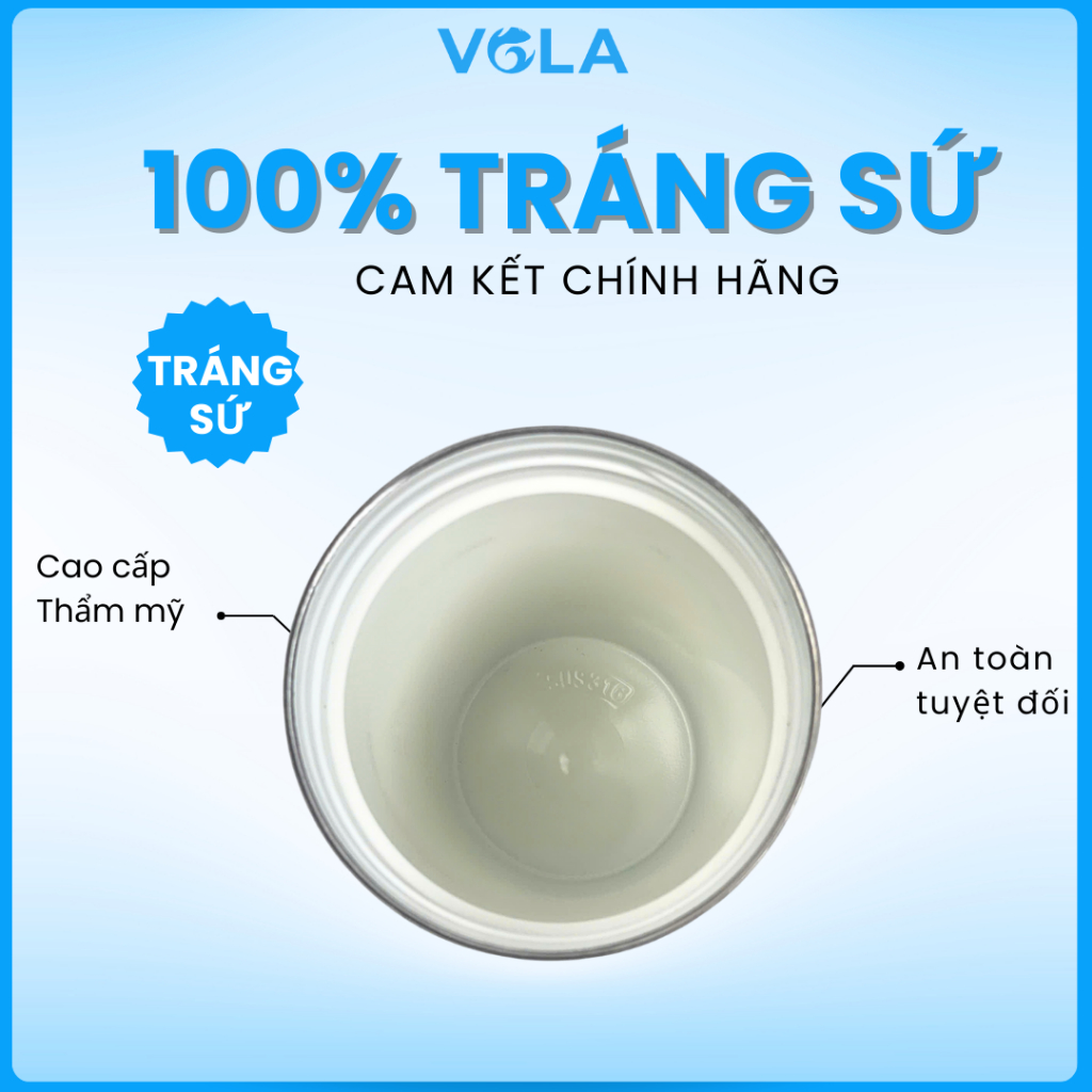 Ly giữ nhiệt VOLA Inox 316 500ml sang trọng, Cốc giữ nhiệt tráng sứ khắc tên có ống hút sẵn