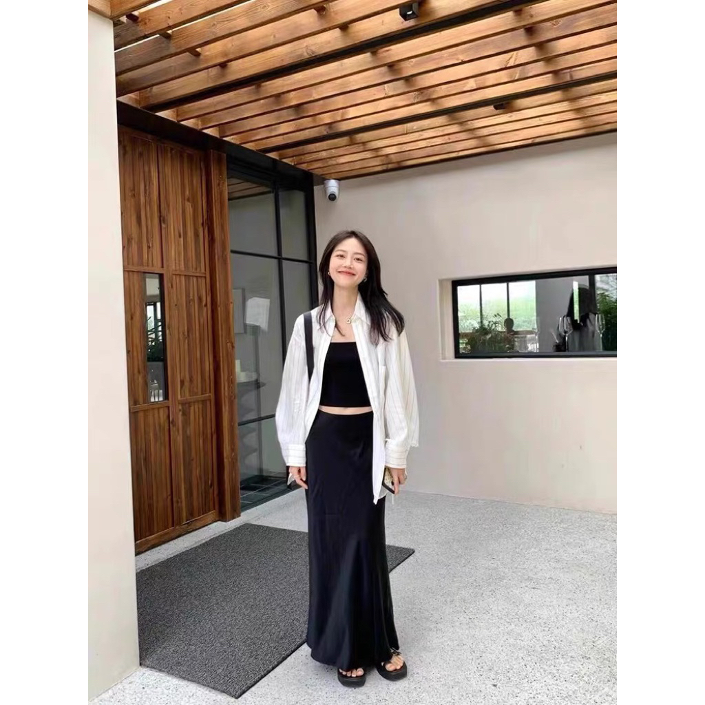 𝐅𝐞𝐥𝐢𝐚 - Áo sơ mi Linen Tưng Sọc BEELY