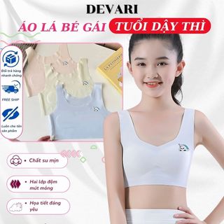 Áo lá bé gái tuổi dậy thì chất su mềm mại, Áo lót học sinh co giãn họa tiết dễ thương DEVARI B8999