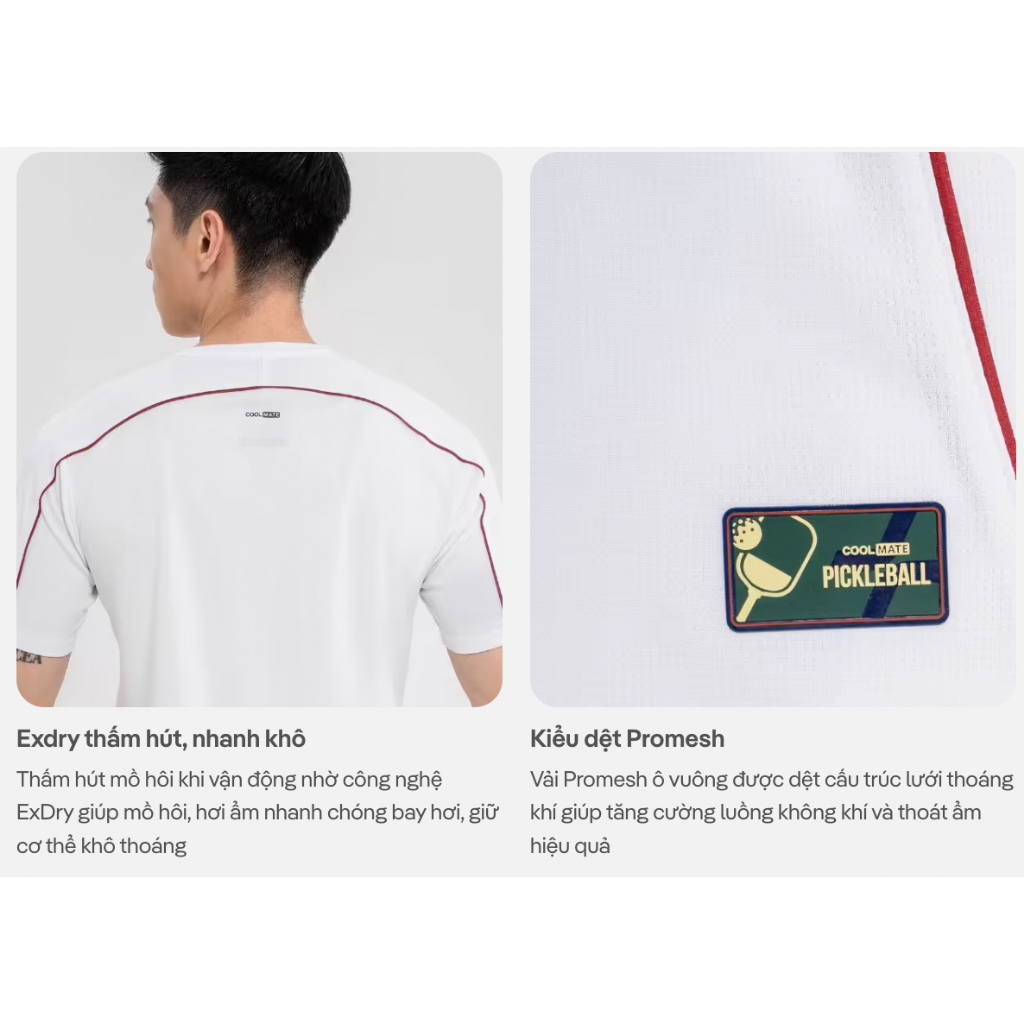 [MUA 4 GIẢM 20%]Áo thun thể thao nam Tennis, Typti, Pickleball Driveshot Essentials Nhanh khô Thoáng khí Coolmate