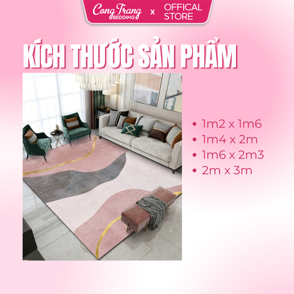 Thảm Trải Sàn Bali CongTrang Bedding Nhiều Mẫu Trang Trí Phòng Khách, Phòng Ngủ Sang Trọng - Đế Cao Su Chống Trượt