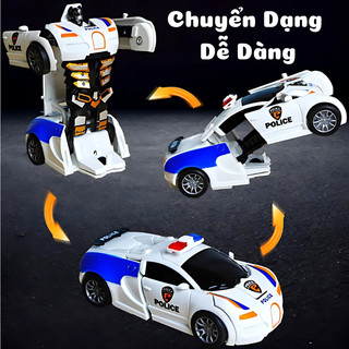 Đồ Chơi Ô Tô Cảnh Sát  Biến Hình 2in1 Cho Bé Chuyển Đổi Linh Hoạt Giữa Xe Và Robot Chất Liệu Nhựa ABS Cao Cấp An Toàn