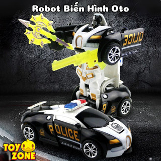 Đồ Chơi Ô Tô Cảnh Sát  Biến Hình 2in1 Cho Bé Chuyển Đổi Linh Hoạt Giữa Xe Và Robot Chất Liệu Nhựa ABS Cao Cấp An Toàn