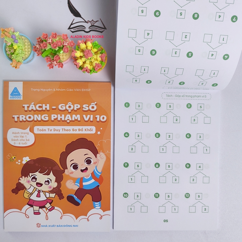 Sách- Toán Tư Duy Bộ 2 Quyển Tách Gộp Số Trong Phạm Vi 10 Và 20 Theo Sơ Đồ Khối-Dành Cho Bé 3-6 Tuổi