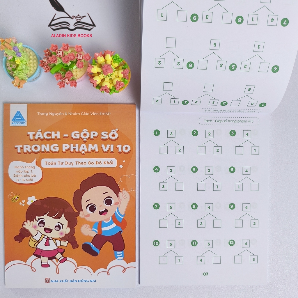 Sách- Toán Tư Duy Bộ 2 Quyển Tách Gộp Số Trong Phạm Vi 10 Và 20 Theo Sơ Đồ Khối-Dành Cho Bé 3-6 Tuổi