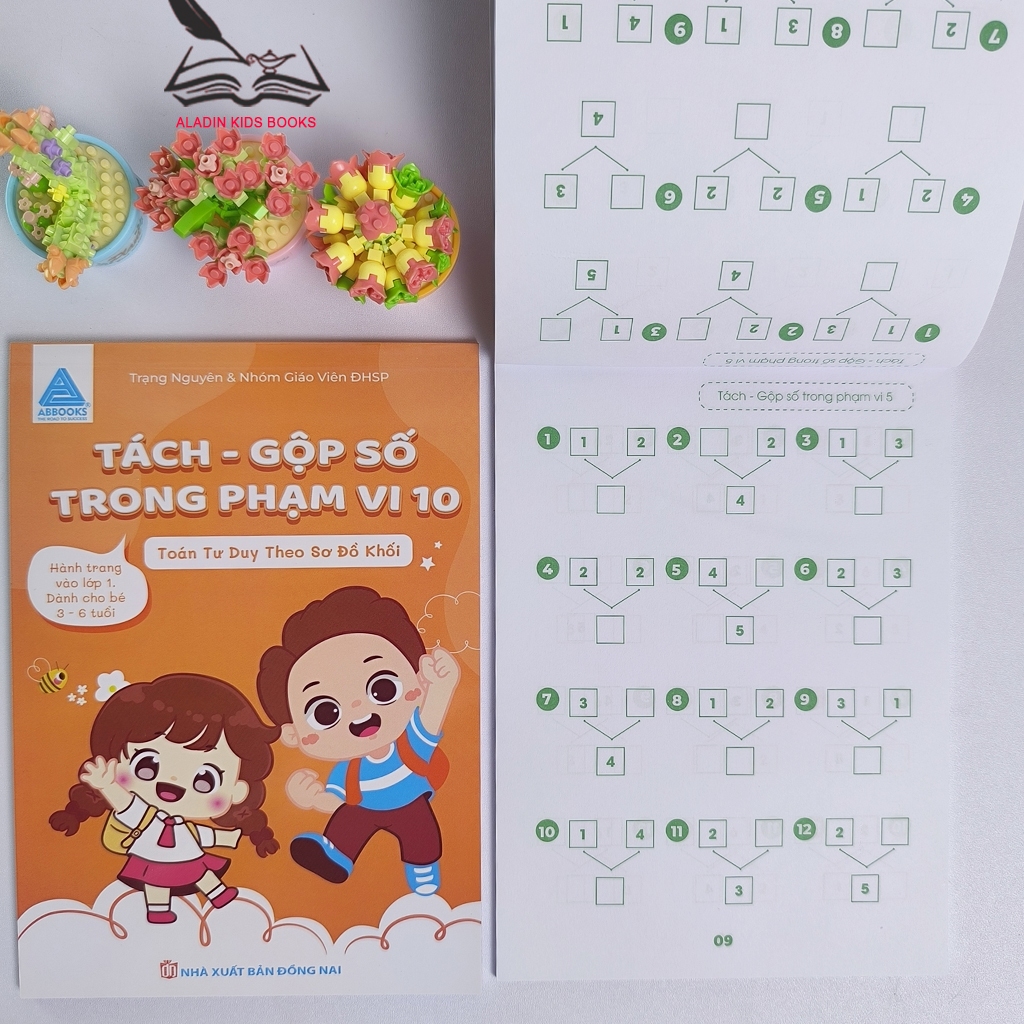 Sách- Toán Tư Duy Bộ 2 Quyển Tách Gộp Số Trong Phạm Vi 10 Và 20 Theo Sơ Đồ Khối-Dành Cho Bé 3-6 Tuổi