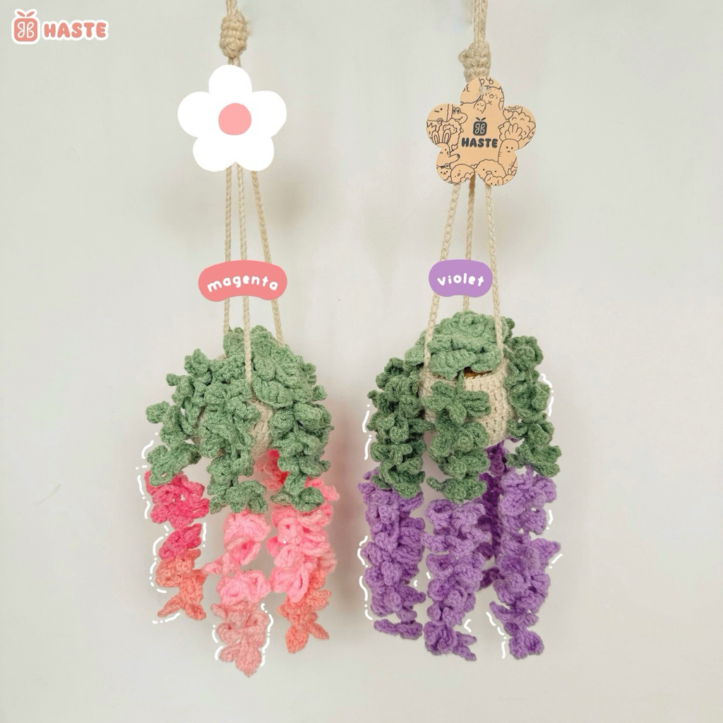 Chậu Hoa Len Treo Hoa Chuông Lily Lưu Ly Trầu Bà Nhiều Màu Sắc Handmade - Made by Haste